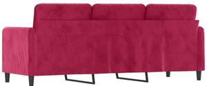 Sofa 3-osobowa, winna czerwieÅ, 180 cm, obita aksamitem
