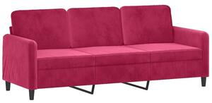 Sofa 3-osobowa, winna czerwieÅ, 180 cm, obita aksamitem