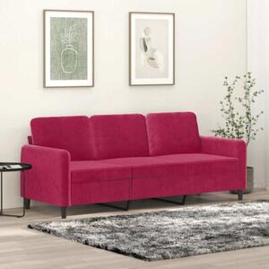 Sofa 3-osobowa, winna czerwieÅ, 180 cm, obita aksamitem