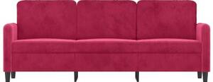 Sofa 3-osobowa, winna czerwieÅ, 180 cm, obita aksamitem