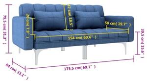 Sofa rozkÅadana, niebieska, tapicerowana tkaninÄ