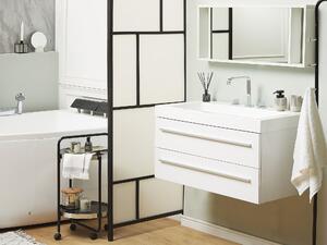 Zestaw mebli łazienkowych z lustrem 2 szuflady szafka wisząca biała Almeria Beliani