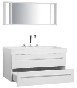 Zestaw mebli łazienkowych z lustrem 2 szuflady szafka wisząca biała Almeria Beliani