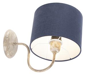 Kinkiet / Lampa scienna cylindryczny klosz 20 cm beż i niebieski - Combi Classic Oswietlenie wewnetrzne