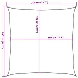 Żagiel przeciwsłoneczny, 160 g/m², jasnoszary, 2x2 m, hdpe