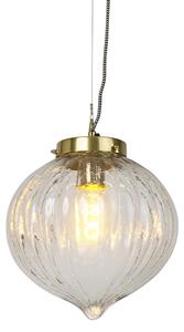 Vintage lampa wisząca szklana z mosiądzem - Visha Oswietlenie wewnetrzne