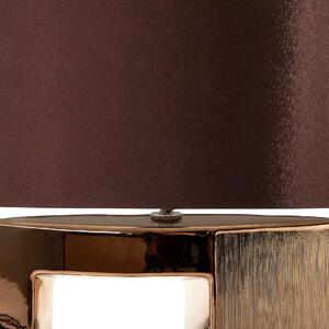 Lampa nocna brązowa nowoczesna ozdobna baza z materiałowym abażurem Duero Beliani