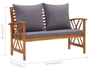 Ławka ogrodowa z poduszkami, 119 cm, lite drewno akacjowe
