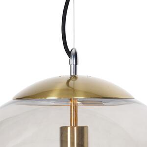 Nowoczesna lampa wisząca mosiężna z przydymionym szkłem 40 cm - Kula Oswietlenie wewnetrzne