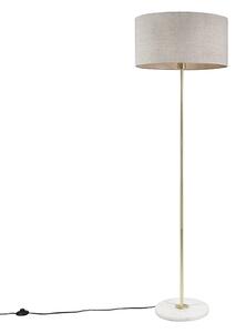 Lampa podłogowa mosiądz klosz jasnoszary 50cm - Kaso Oswietlenie wewnetrzne