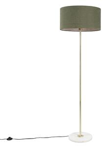 Lampa podłogowa mosiądz klosz zielony 50cm - Kaso Oswietlenie wewnetrzne