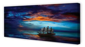 Obraz na płótnie Chmury statek morze wieczór