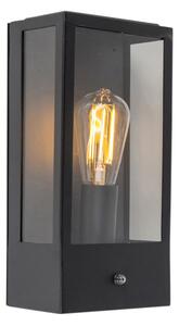 Zewnetrzna Kinkiet / Lampa scienna zewnętrzny czarny z czujnikiem światła i ciemności - Rotterdam 1 Oswietlenie zewnetrzne