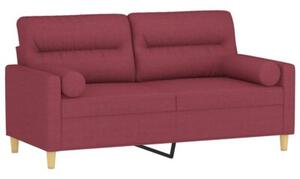 Sofa 2-osobowa z poduszkami, winna czerwieÅ, 140 cm, tkanina