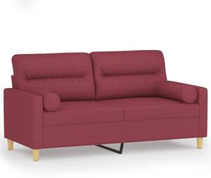 Sofa 2-osobowa z poduszkami, winna czerwieÅ, 140 cm, tkanina