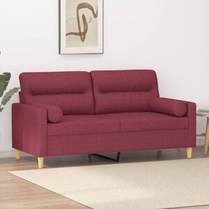 Sofa 2-osobowa z poduszkami, winna czerwieÅ, 140 cm, tkanina