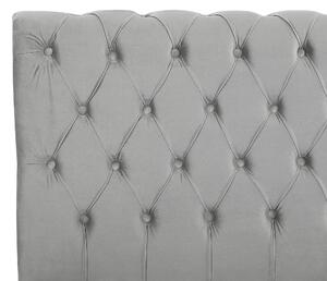 Łóżko welurowe szare 180 x 200 pikowane wezgłowie ze stelażem brązowe nóżki Avallon Beliani