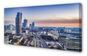 Obraz na płótnie Warszawa Panorama wieżowce wschód słońca