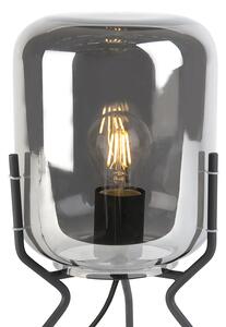 Designerska lampa stołowa czarna z przydymionym szkłem - Bliss Oswietlenie wewnetrzne