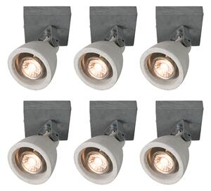 Zestaw 6 x industrialny Reflektorek / Spot / Spotow beton - Creto Oswietlenie wewnetrzne