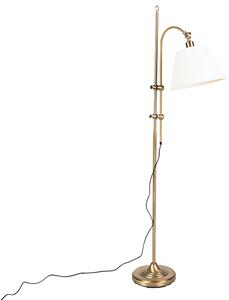 Klasyczna lampa podłogowa brąz z białym kloszem - Ashley Oswietlenie wewnetrzne