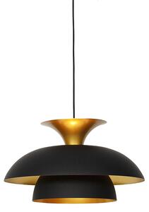 Nowoczesna lampa wisząca okrągła czarna ze złotym 3-warstwy - Titus Oswietlenie wewnetrzne