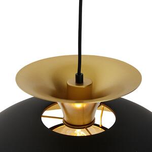 Nowoczesna lampa wisząca okrągła czarna ze złotym 3-warstwy - Titus Oswietlenie wewnetrzne