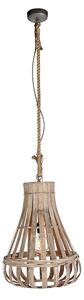 Rustykalna lampa wisząca drewno i lina 44cm - Excalibur Oswietlenie wewnetrzne