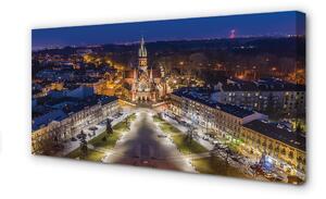 Obraz na płótnie Kraków Noc kościół panorama