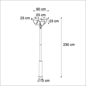 Zewnetrzna Nowoczesna lampa zewnętrzna ciemnoszara 230cm 3-źródła światła - Platar Oswietlenie zewnetrzne