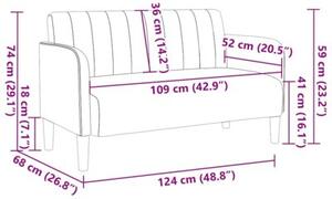 Sofa dwuosobowa ciemnoszara 109 cm aksamit