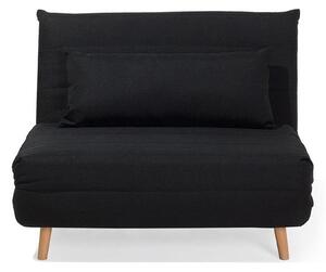 Sofa 1-osobowa rozkładana kanapa tapicerowana z poduszką czarna Setten Beliani