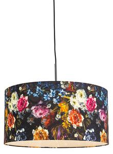 Lampa wisząca czarna klosz kwiaty 50cm - Combi Oswietlenie wewnetrzne