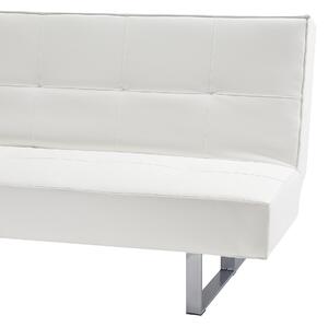 Sofa rozkładana biała ekoskóra bez podłokietników spanie 3-osobowa Derby Beliani