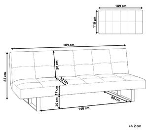 Sofa rozkładana biała ekoskóra bez podłokietników spanie 3-osobowa Derby Beliani
