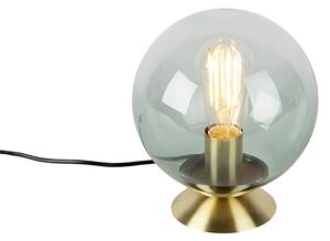 Lampa stołowa art deco mosiądz zielone szkło - Pallon Oswietlenie wewnetrzne