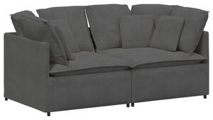 Sofa moduÅowa z poduszkami tkanina sztruksowa ciemnoszara