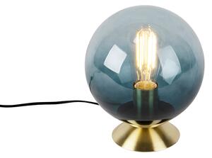 Lampa stołowa art deco mosiądz morski szkło - Pallon Oswietlenie wewnetrzne