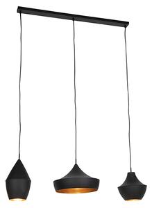 Skandynawska lampa wisząca czarna ze złotym 3-źródła światła 100cm - Depeche Oswietlenie wewnetrzne