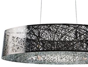 Lampa wisząca metalowy owalny klosz do jadalni sypialni srebrna Seveso Beliani
