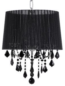 Lampa wisząca czarna z abażurem na łańcuchu kryształy okrągła Evans Beliani