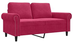 Sofa 2-osobowa, winna czerwieÅ, 120 cm, tapicerowana aksamitem