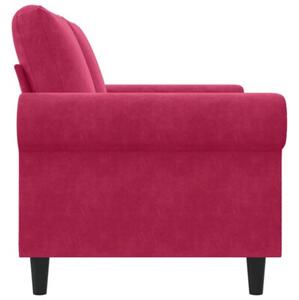 Sofa 2-osobowa, winna czerwieÅ, 120 cm, tapicerowana aksamitem