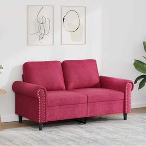 Sofa 2-osobowa, winna czerwieÅ, 120 cm, tapicerowana aksamitem