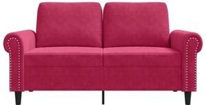 Sofa 2-osobowa, winna czerwieÅ, 120 cm, tapicerowana aksamitem