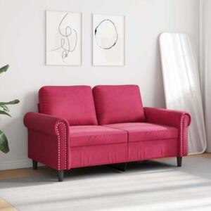 Sofa 2-osobowa, winna czerwieÅ, 120 cm, tapicerowana aksamitem