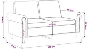 Sofa 2-osobowa, Å¼Ã³Åta, 120 cm, tapicerowana aksamitem