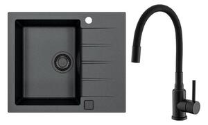 ALVEUS ALVEUS SETA23230 - Zlewozmywak kuchenny CADIT+bateria zlewozmywakowa MINTAS 34cm granit/czarny AV0139