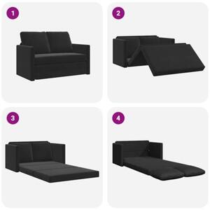 Sofa podÅogowa 2-w-1, czarna, 122x204x55 cm, aksamit