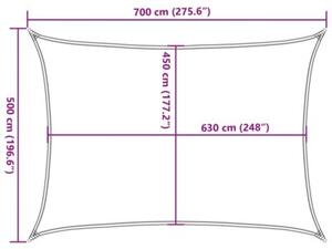 Żagiel przeciwsłoneczny, 160 g/m², beżowy, 5x7 m, hdpe